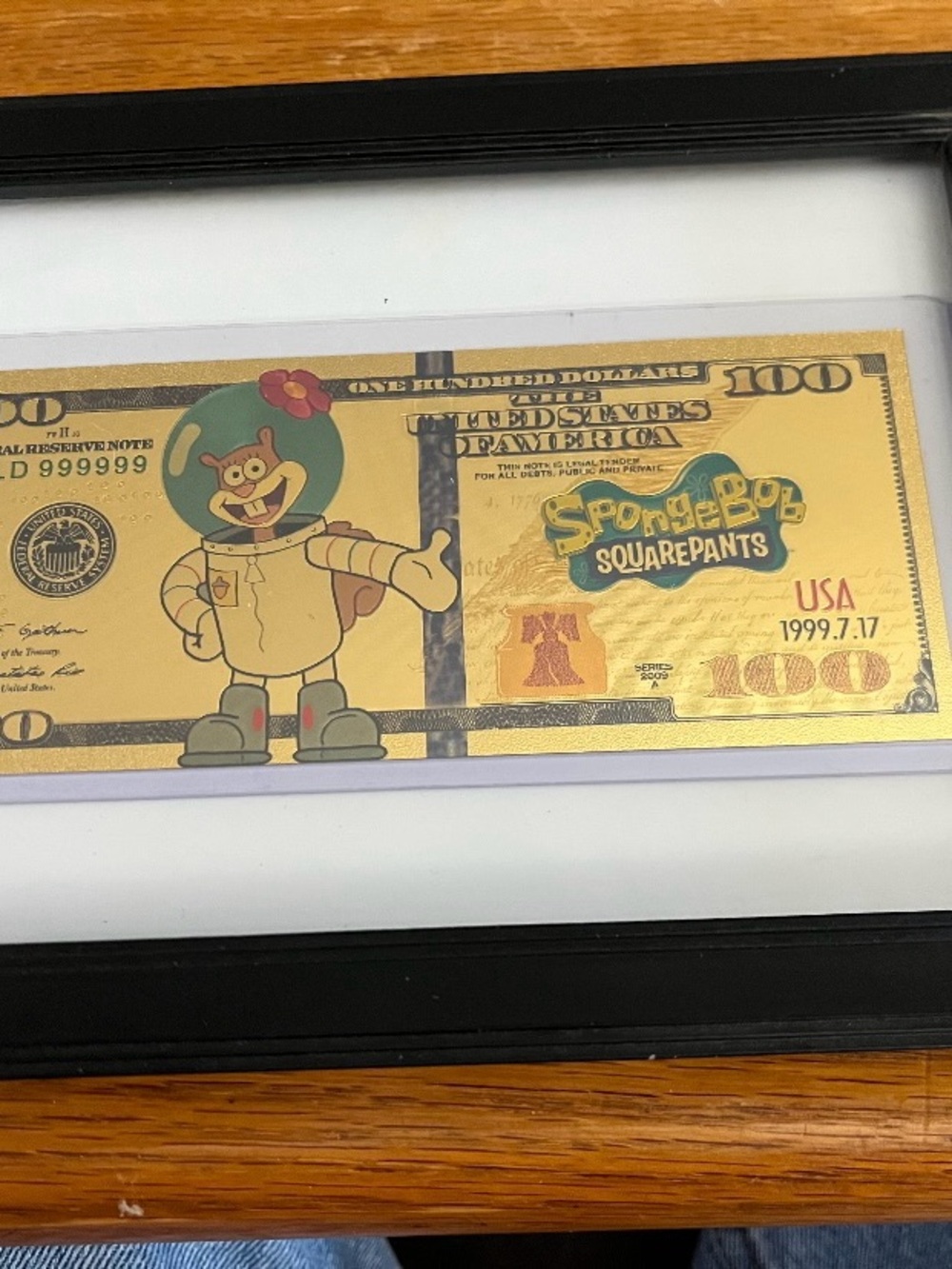 SpongeBob SquarePants Gold Novelty $100 Collectible Note